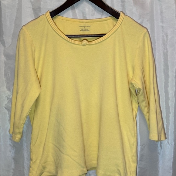 Christopher & Banks Tops - Christopher & Banks Yellow 100% Cotton 3/4 Sleeve Top - Size Medium